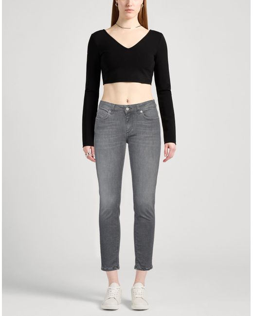 Dondup Gray Tapered Faded Stretch Denim Jeans