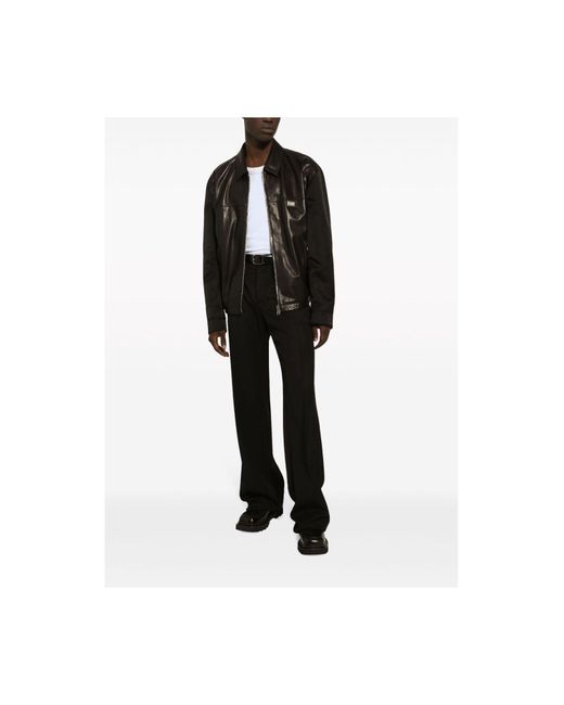Fabric and leather jacket Dolce & Gabbana de hombre de color Black