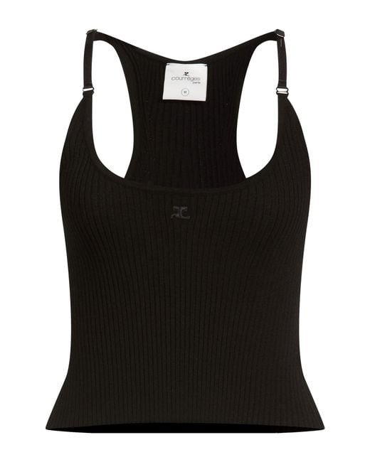 Courreges Black Top Viscose, Polyester