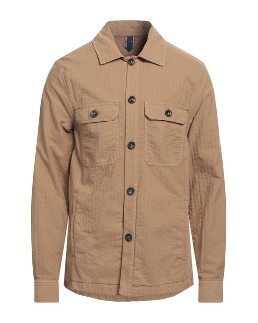 Manuel Ritz Brown Camel Shirt Cotton, Elastane for men