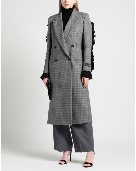 MSGM Gray Overcoat & Trench Coat