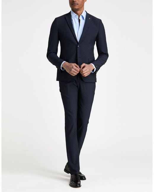Manuel Ritz Blue Suit Polyester, Viscose, Elastane for men