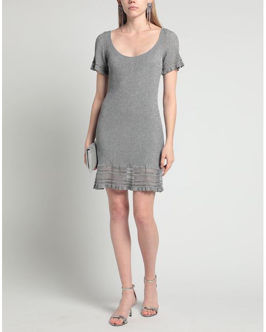 M Missoni Gray Mini Dress Viscose, Metallic Fiber, Polyester