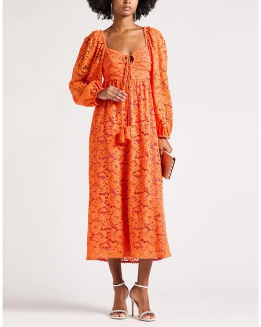 Farm Rio Orange Midi Dresses