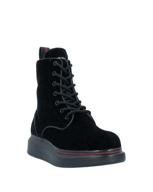 McQueen Black Ankle Boots Textile Fibers, Leather