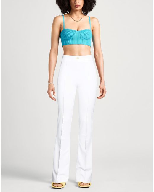 Elisabetta Franchi White Pants Polyester, Elastane