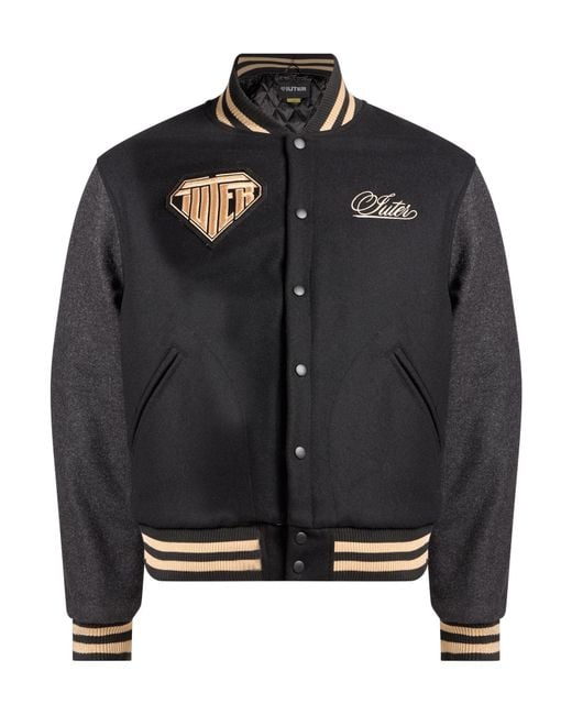 Iuter Black Jacket Wool, Polyamide for men