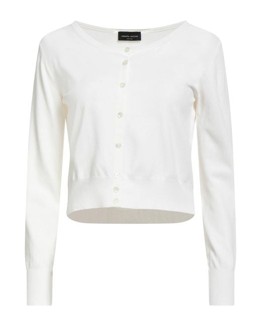 Roberto Collina White Cardigan Viscose, Polyester