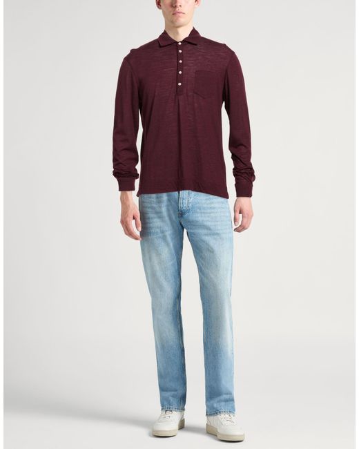 Massimo Alba Purple Polo Shirt Wool for men