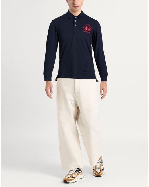La Martina Blue Polo Shirt Cotton, Elastane for men