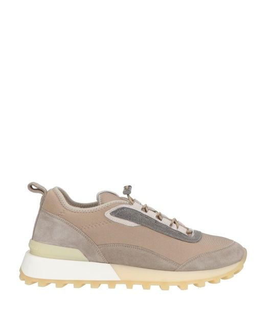 Brunello Cucinelli Natural Sneakers Leather, Textile Fibers