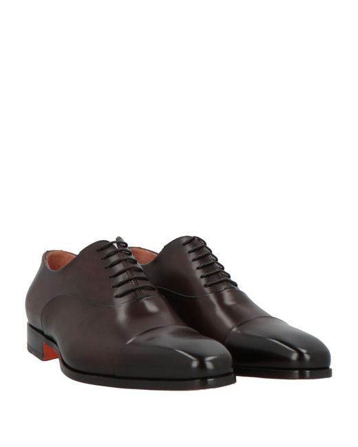 Santoni Brown Lace-Up Shoes Leather for men