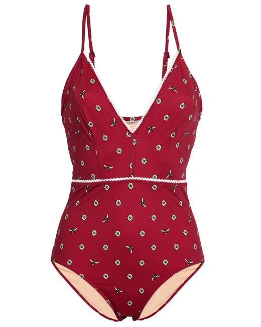 Morgan Lane Synthetic One Piece Swimsuit In Maroon Red Lyst
