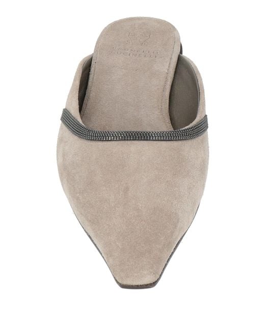 Brunello Cucinelli White Light Mules & Clogs Leather