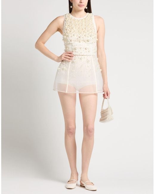 Elisabetta Franchi Natural Cream Mini Dress Cotton, Acrylic, Polyester, Synthetic Fibers, Metallic Fiber