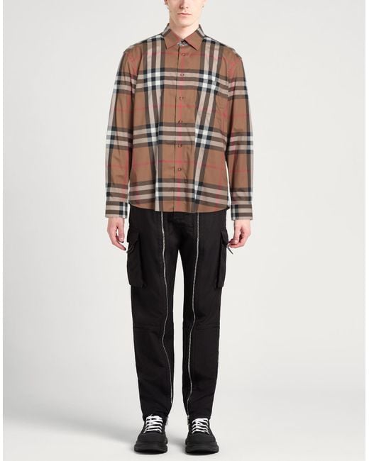 Burberry Brown Shirt Cotton, Elastane for men
