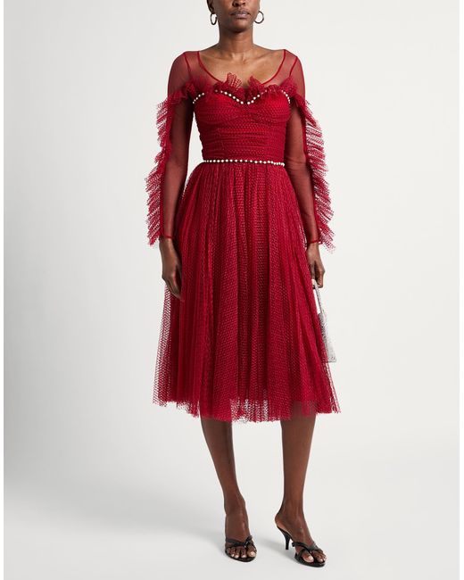 red dress elisabetta franchi Elisabetta Franchi logo-plaque Draped Gown | Red