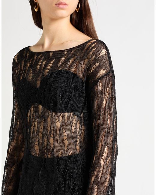 Isabel Benenato Black Sweater Cotton, Metallic Fiber