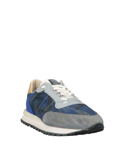 HIDNANDER Blue Sneakers Textile Fibers, Leather for men