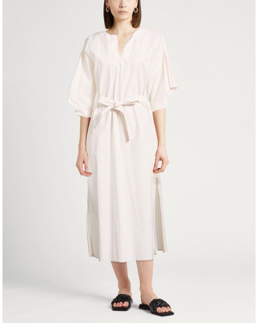 Peserico White Easy Midi Dress Cotton, Polyamide, Elastane