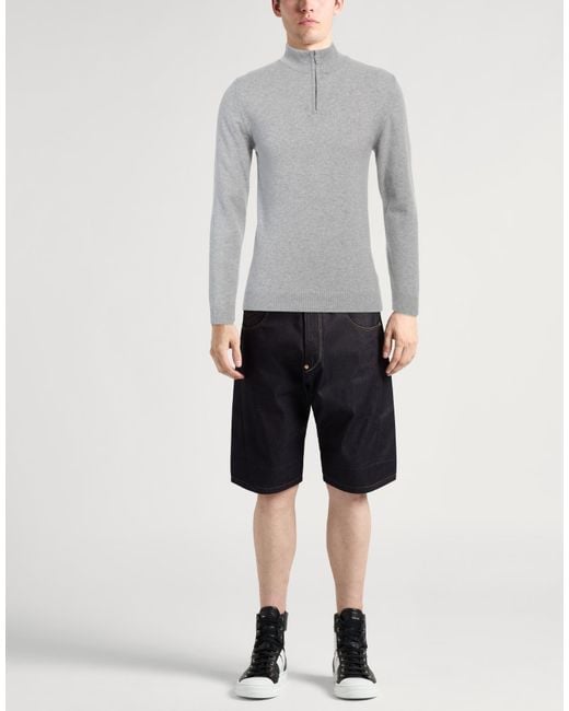 Daniele Fiesoli Gray Wool-Cashmere Zip Turtleneck Sweater for men
