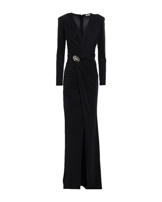 Elisabetta Franchi Black Maxi Dress Cupro, Elastane