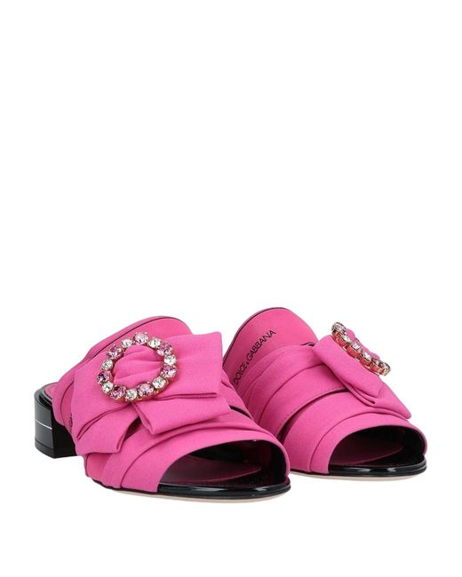 Dolce & Gabbana Pink Black Crystal Slides Sandals Shoes