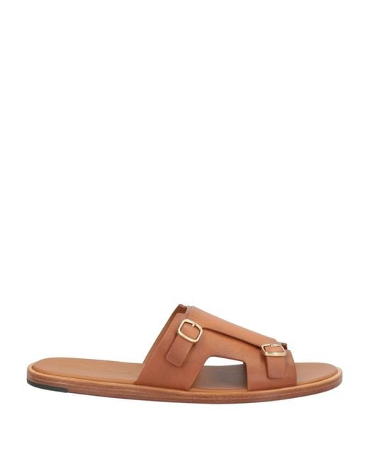 Santoni Brown Tan Sandals Leather for men