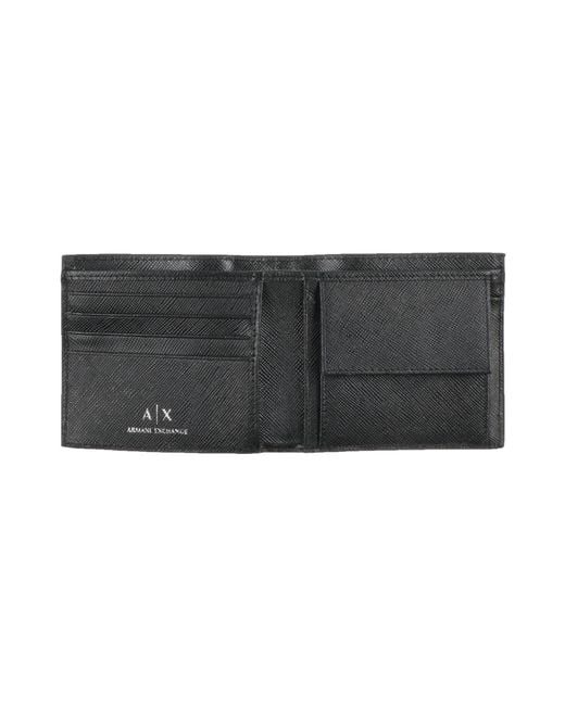 ARMANI EXCHANGE Black Wallet Cow Leather, Zinc for men