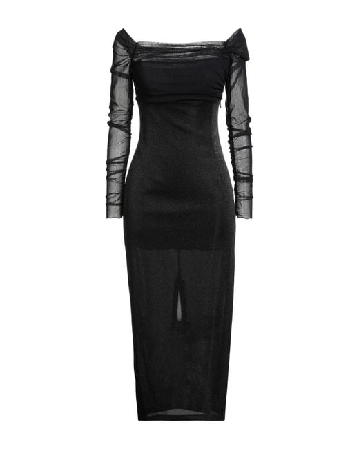 SIMONA CORSELLINI Black Party Edition Midi Dress Polyamide, Metallic Fiber