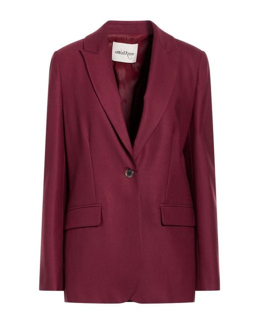 Ottod'Ame Red Burgundy Blazer Polyester, Virgin Wool, Elastane