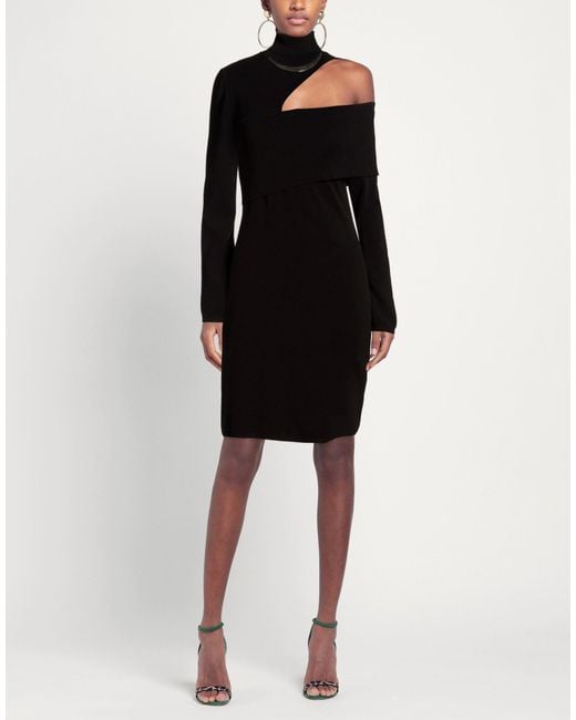 SIMONA CORSELLINI Black Mini Dress Viscose, Polyester