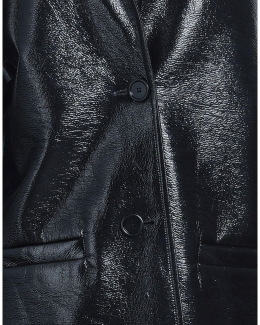 Courreges Black Coat Cotton, Polyurethane, Elastane