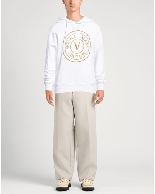 Versace Jeans Couture White Sweatshirt Cotton, Elastane for men