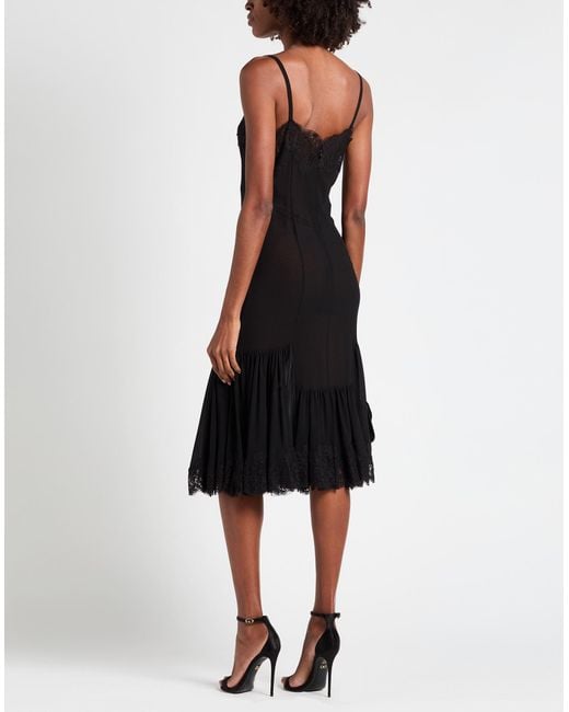 Dolce & Gabbana Black Midi Dress Silk, Cotton, Polyamide, Viscose