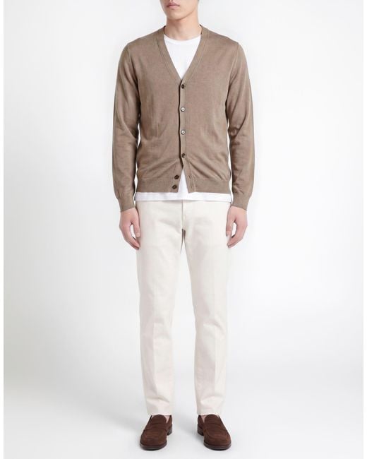 Zanone Brown Taupe Cardigan Virgin Wool, Polyamide for men