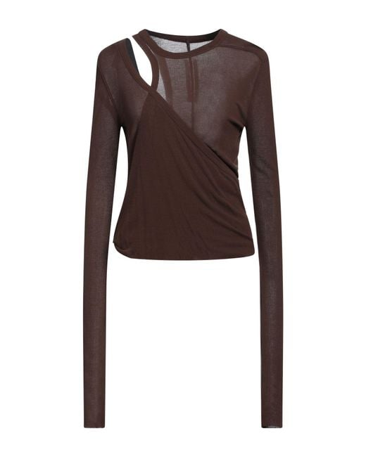 Rick Owens Brown T-Shirt Viscose, Silk