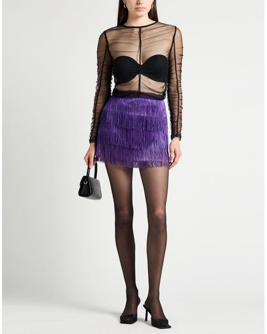 Pinko Purple Mini Skirt Polyester, Elastane