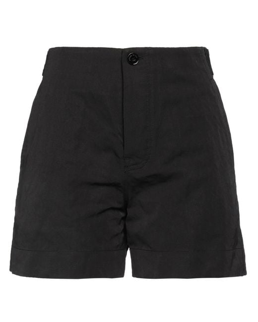 Roberto Collina Black Shorts & Bermuda Shorts Polyester, Linen
