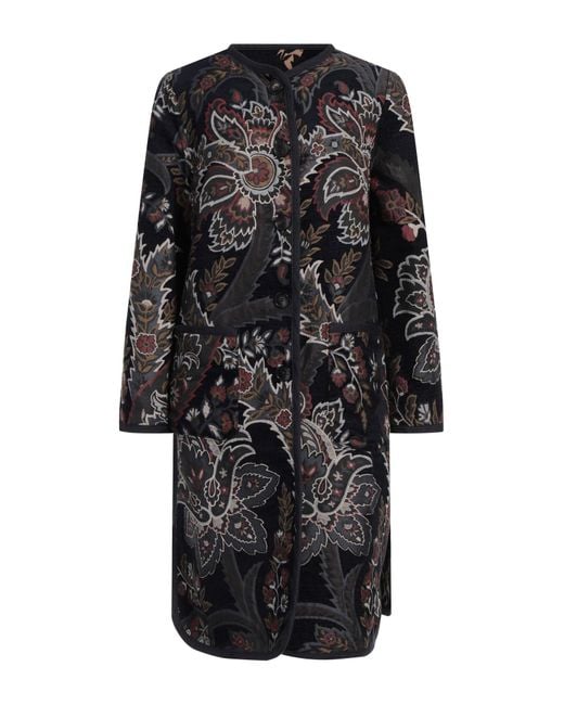 Etro Black Midnight Overcoat & Trench Coat Cotton, Viscose, Polyester, Modal