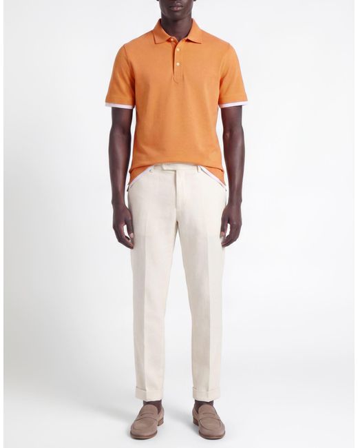 Brunello Cucinelli Orange Polo Shirt Cotton for men