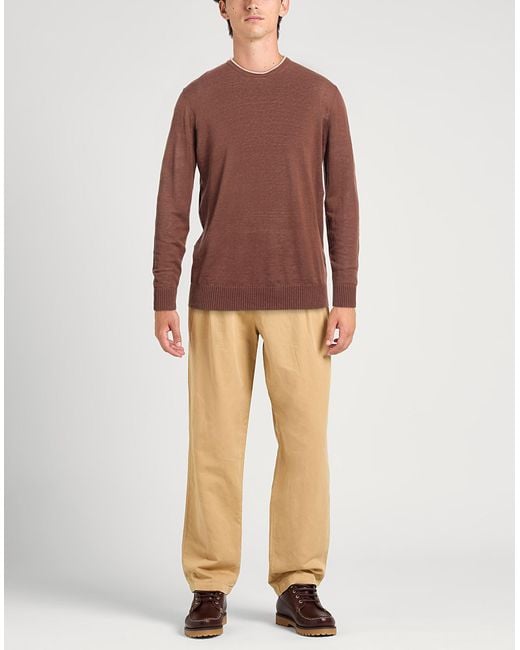 Alpha Studio Brown Sweater Linen, Cotton for men