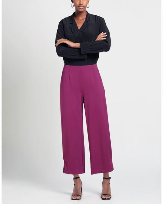 Rose' A Pois Purple Pants Viscose, Nylon, Elastane