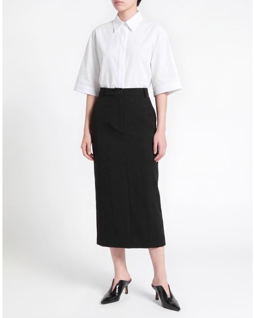 Moschino Black Midi Skirt Polyester, Elastane