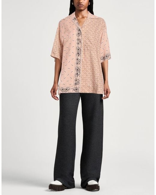 Palm Angels Pink Shirt Linen, Cotton