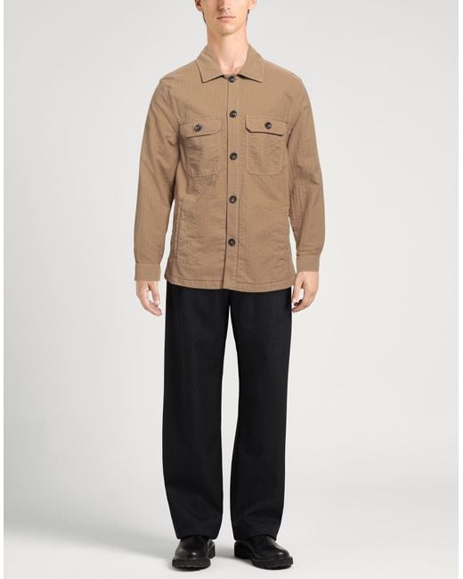 Manuel Ritz Brown Camel Shirt Cotton, Elastane for men