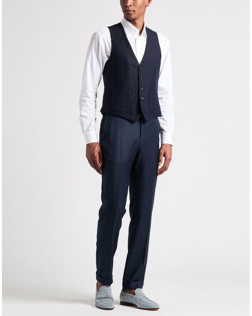 Lardini Blue Midnight Tailored Vest Wool, Linen for men