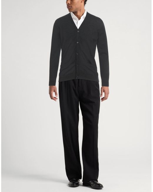 Roberto Collina Black Charcoal Cardigan Merino Wool for men