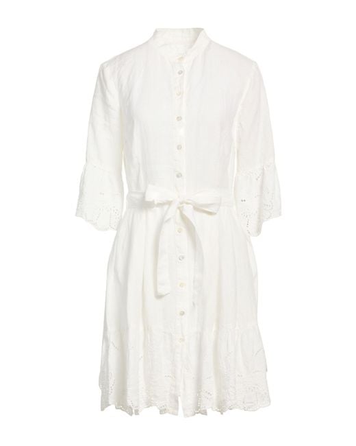 120% Lino White Mini Dress Linen
