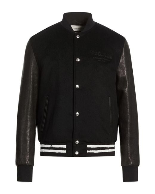 McQueen Black Jacket Wool, Cashmere, Lambskin for men